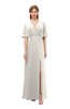 ColsBM Dusty Off White Bridesmaid Dresses Pleated Glamorous Zip up Short Sleeve Floor Length A-line