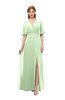 ColsBM Dusty Pale Green Bridesmaid Dresses Pleated Glamorous Zip up Short Sleeve Floor Length A-line