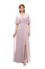 ColsBM Dusty Pale Lilac Bridesmaid Dresses Pleated Glamorous Zip up Short Sleeve Floor Length A-line