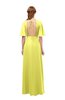 ColsBM Dusty Pale Yellow Bridesmaid Dresses Pleated Glamorous Zip up Short Sleeve Floor Length A-line