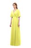 ColsBM Dusty Pale Yellow Bridesmaid Dresses Pleated Glamorous Zip up Short Sleeve Floor Length A-line