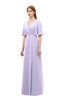 ColsBM Dusty Pastel Lilac Bridesmaid Dresses Pleated Glamorous Zip up Short Sleeve Floor Length A-line