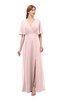 ColsBM Dusty Pastel Pink Bridesmaid Dresses Pleated Glamorous Zip up Short Sleeve Floor Length A-line