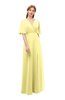 ColsBM Dusty Pastel Yellow Bridesmaid Dresses Pleated Glamorous Zip up Short Sleeve Floor Length A-line