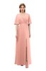 ColsBM Dusty Peach Bridesmaid Dresses Pleated Glamorous Zip up Short Sleeve Floor Length A-line