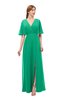 ColsBM Dusty Pepper Green Bridesmaid Dresses Pleated Glamorous Zip up Short Sleeve Floor Length A-line
