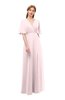 ColsBM Dusty Petal Pink Bridesmaid Dresses Pleated Glamorous Zip up Short Sleeve Floor Length A-line
