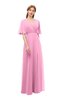 ColsBM Dusty Pink Bridesmaid Dresses Pleated Glamorous Zip up Short Sleeve Floor Length A-line