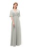 ColsBM Dusty Platinum Bridesmaid Dresses Pleated Glamorous Zip up Short Sleeve Floor Length A-line