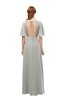 ColsBM Dusty Platinum Bridesmaid Dresses Pleated Glamorous Zip up Short Sleeve Floor Length A-line