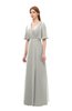 ColsBM Dusty Platinum Bridesmaid Dresses Pleated Glamorous Zip up Short Sleeve Floor Length A-line