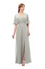 ColsBM Dusty Platinum Bridesmaid Dresses Pleated Glamorous Zip up Short Sleeve Floor Length A-line