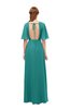 ColsBM Dusty Porcelain Bridesmaid Dresses Pleated Glamorous Zip up Short Sleeve Floor Length A-line