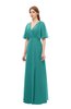 ColsBM Dusty Porcelain Bridesmaid Dresses Pleated Glamorous Zip up Short Sleeve Floor Length A-line