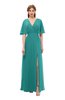 ColsBM Dusty Porcelain Bridesmaid Dresses Pleated Glamorous Zip up Short Sleeve Floor Length A-line