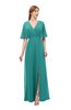 ColsBM Dusty Porcelain Bridesmaid Dresses Pleated Glamorous Zip up Short Sleeve Floor Length A-line