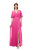 ColsBM Dusty Rose Pink Bridesmaid Dresses Pleated Glamorous Zip up Short Sleeve Floor Length A-line