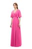 ColsBM Dusty Rose Pink Bridesmaid Dresses Pleated Glamorous Zip up Short Sleeve Floor Length A-line