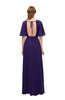 ColsBM Dusty Royal Purple Bridesmaid Dresses Pleated Glamorous Zip up Short Sleeve Floor Length A-line