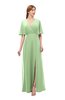 ColsBM Dusty Sage Green Bridesmaid Dresses Pleated Glamorous Zip up Short Sleeve Floor Length A-line