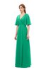 ColsBM Dusty Sea Green Bridesmaid Dresses Pleated Glamorous Zip up Short Sleeve Floor Length A-line