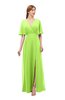 ColsBM Dusty Sharp Green Bridesmaid Dresses Pleated Glamorous Zip up Short Sleeve Floor Length A-line