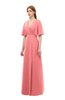 ColsBM Dusty Shell Pink Bridesmaid Dresses Pleated Glamorous Zip up Short Sleeve Floor Length A-line