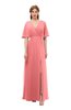 ColsBM Dusty Shell Pink Bridesmaid Dresses Pleated Glamorous Zip up Short Sleeve Floor Length A-line