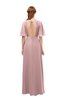 ColsBM Dusty Silver Pink Bridesmaid Dresses Pleated Glamorous Zip up Short Sleeve Floor Length A-line