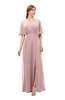 ColsBM Dusty Silver Pink Bridesmaid Dresses Pleated Glamorous Zip up Short Sleeve Floor Length A-line