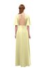 ColsBM Dusty Soft Yellow Bridesmaid Dresses Pleated Glamorous Zip up Short Sleeve Floor Length A-line