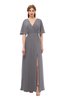 ColsBM Dusty Storm Front Bridesmaid Dresses Pleated Glamorous Zip up Short Sleeve Floor Length A-line