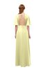 ColsBM Dusty Wax Yellow Bridesmaid Dresses Pleated Glamorous Zip up Short Sleeve Floor Length A-line