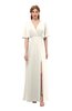 ColsBM Dusty Whisper White Bridesmaid Dresses Pleated Glamorous Zip up Short Sleeve Floor Length A-line