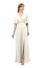 ColsBM Dusty Whisper White Bridesmaid Dresses Pleated Glamorous Zip up Short Sleeve Floor Length A-line
