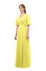 ColsBM Dusty Yellow Iris Bridesmaid Dresses Pleated Glamorous Zip up Short Sleeve Floor Length A-line