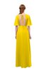 ColsBM Dusty Yellow Bridesmaid Dresses Pleated Glamorous Zip up Short Sleeve Floor Length A-line