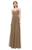 ColsBM Rian Bronze Brown Bridesmaid Dresses Sleeveless Ruching A-line Glamorous Half Backless Spaghetti