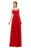 ColsBM Rian Red Bridesmaid Dresses Sleeveless Ruching A-line Glamorous Half Backless Spaghetti
