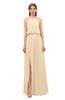 ColsBM Jackie Apricot Gelato Bridesmaid Dresses Casual Floor Length Halter Split-Front Sleeveless Backless