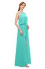 ColsBM Jackie Blue Turquoise Bridesmaid Dresses Casual Floor Length Halter Split-Front Sleeveless Backless