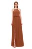 ColsBM Jackie Bombay Brown Bridesmaid Dresses Casual Floor Length Halter Split-Front Sleeveless Backless