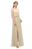 ColsBM Jackie Champagne Bridesmaid Dresses Casual Floor Length Halter Split-Front Sleeveless Backless