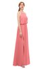 ColsBM Jackie Coral Bridesmaid Dresses Casual Floor Length Halter Split-Front Sleeveless Backless