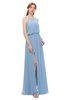 ColsBM Jackie Dusty Blue Bridesmaid Dresses Casual Floor Length Halter Split-Front Sleeveless Backless