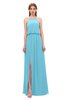 ColsBM Jackie Light Blue Bridesmaid Dresses Casual Floor Length Halter Split-Front Sleeveless Backless