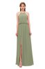 ColsBM Jackie Moss Green Bridesmaid Dresses Casual Floor Length Halter Split-Front Sleeveless Backless