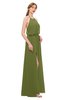 ColsBM Jackie Olive Green Bridesmaid Dresses Casual Floor Length Halter Split-Front Sleeveless Backless
