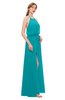 ColsBM Jackie Peacock Blue Bridesmaid Dresses Casual Floor Length Halter Split-Front Sleeveless Backless