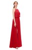 ColsBM Jackie Red Bridesmaid Dresses Casual Floor Length Halter Split-Front Sleeveless Backless